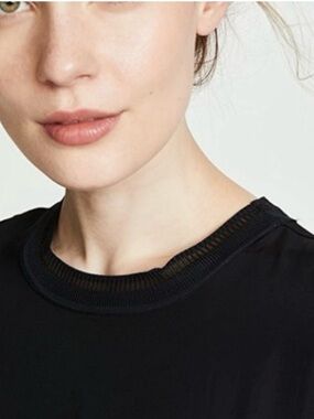 Vince Black Rib Trim T-Shirt Shift Dress Pockets Large